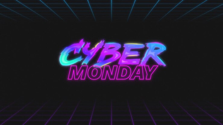 bewegungsgrafik des gradients cyber monday neonbuchstaben