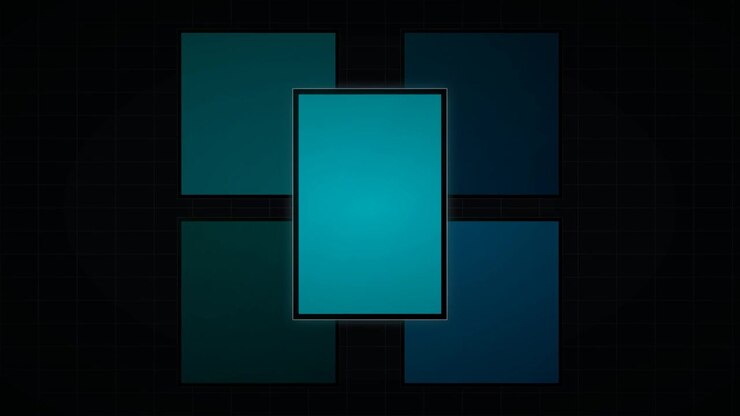 Abstract Motion Graphic with Shifting Green and Blue Rectangles
