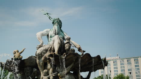 the neptune fountain in the centre of berlin steadicam shot