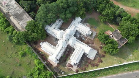 aerial view of a swastika-shaped hindu temple in india