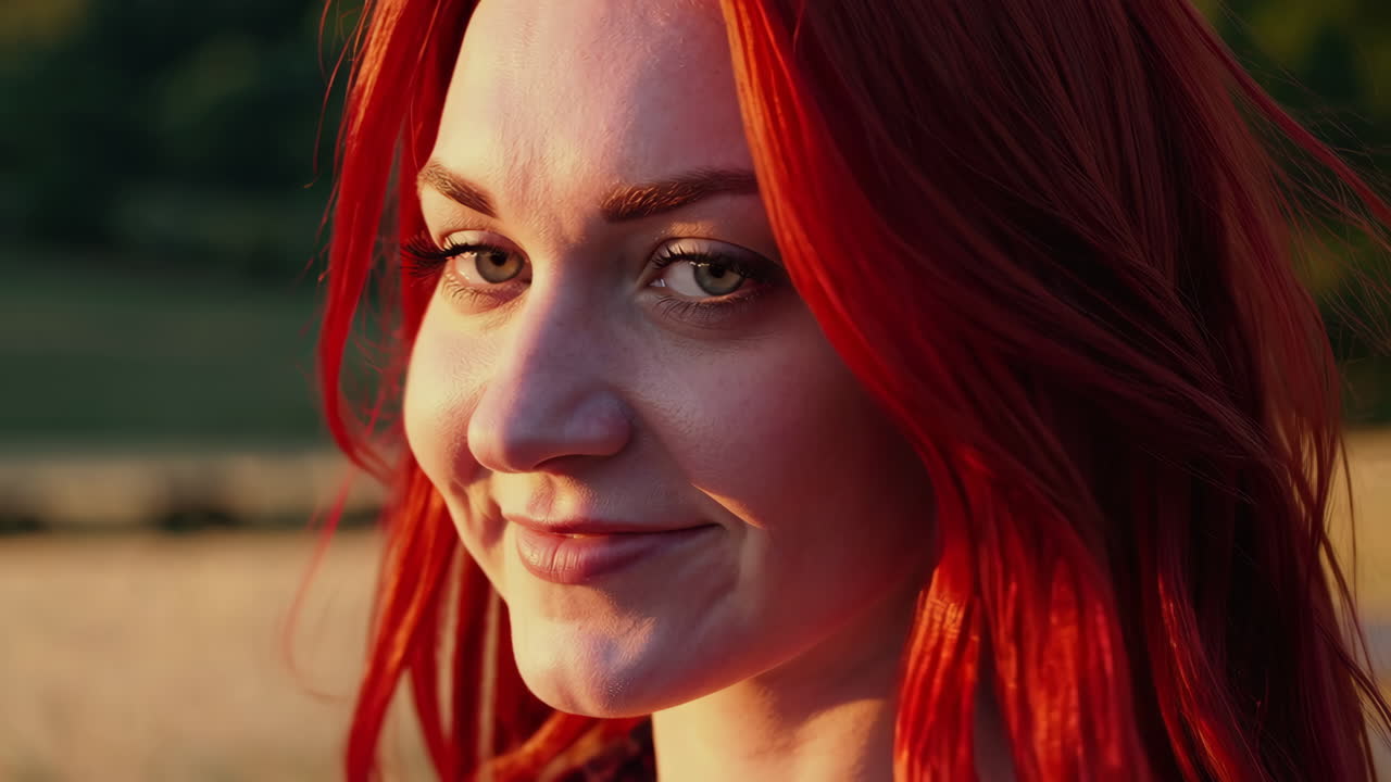 해가 지는 동안 밀 에 있는 여자