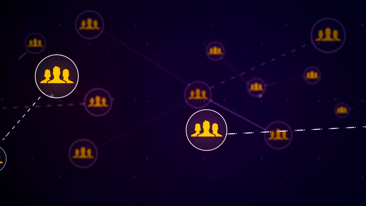 Group People Network Icon Link Connection Technology Loop Animation 4K