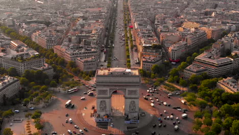 vista aérea al arco del triunfo y la ciudad, parís, francia