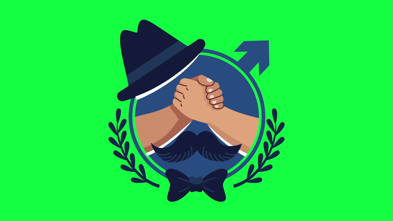 녹색 화면에 국제 남성의 날 배지 애니메이션 | 11월 19일 | jp