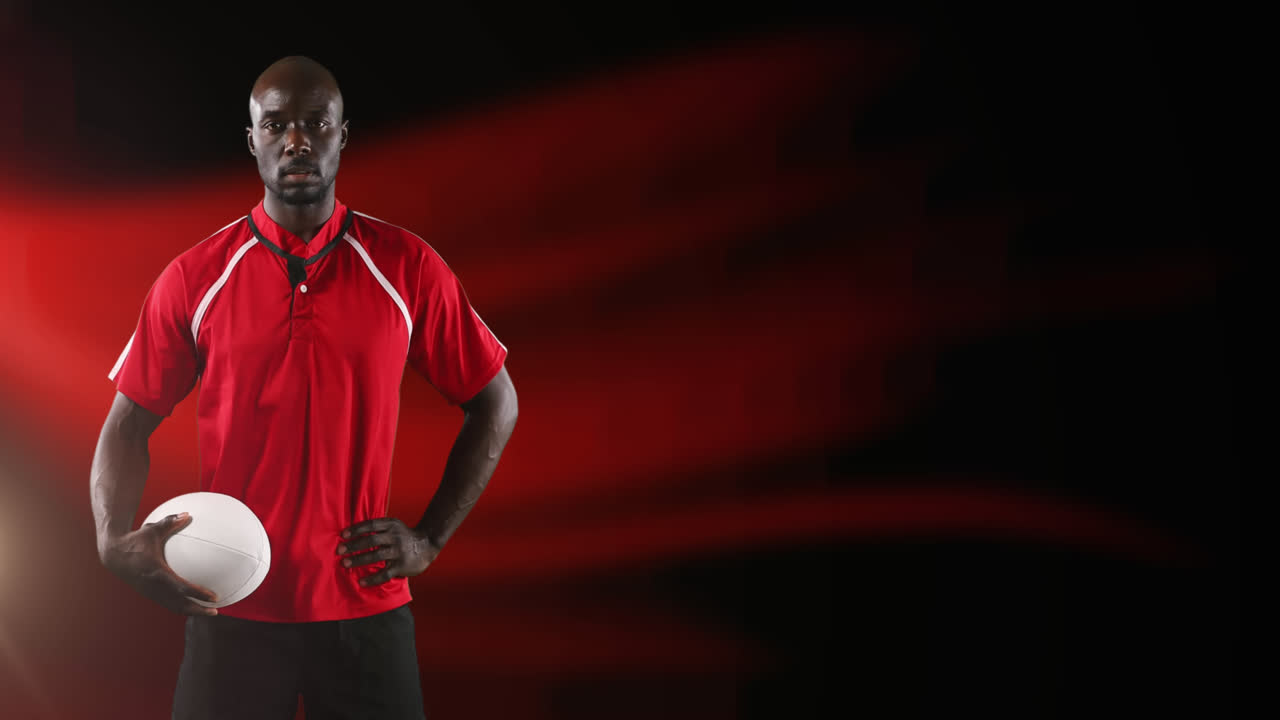 Premium stock video - Animation of rugby player holding ball over ...