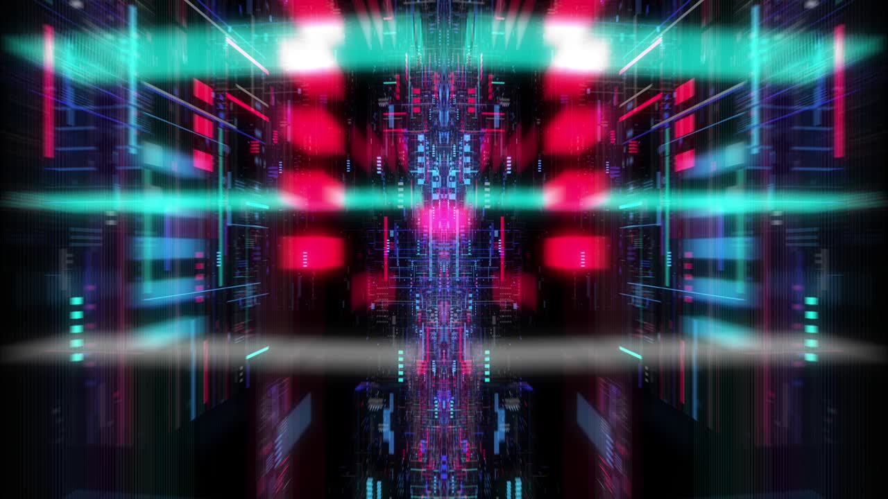 unidad de procesamiento central futurista voladora. renderizado en 3d