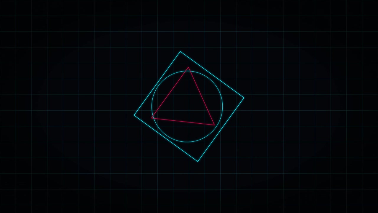 Abstract Geometric Animation of Rotating Shapes on Grid Background