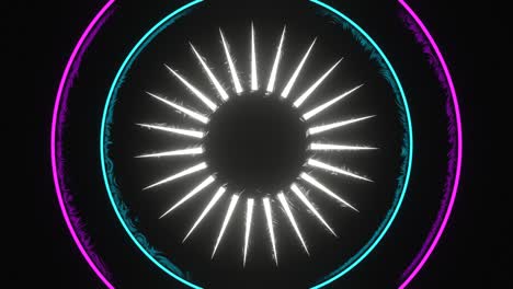 círculos de luz rosa azul y estrella.