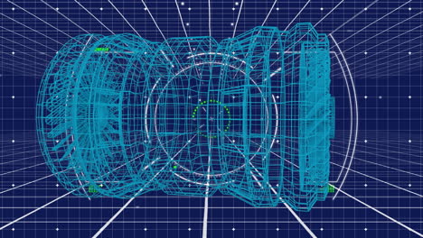 animación del motor del avión de renderizado 3d sobre la cuadrícula