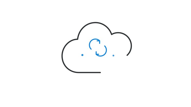 Animeret skyikon med roterende synkroniseringssymbol
