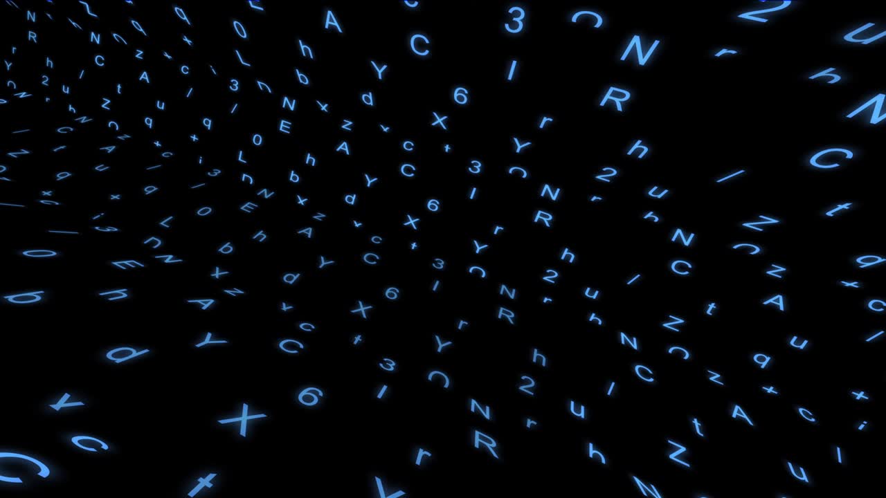 letras volando en el espacio.