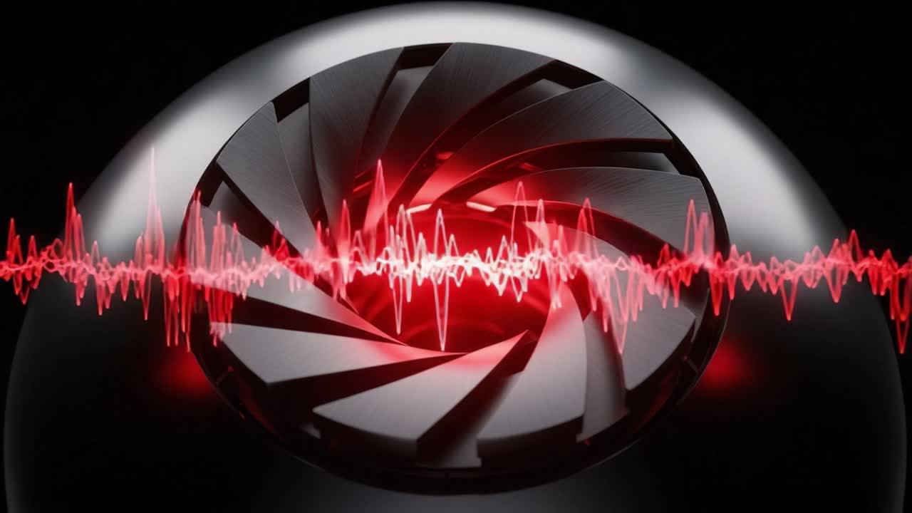 Dynamic Interaction Between Motion and Sound Captured in a High-Quality Visual Representation of a Spiral Design and Audio Waveform