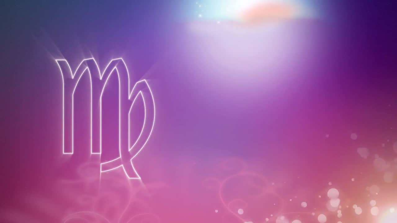 Virgo zodiac sign on purple to pink background