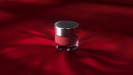 luxury cosmetic product mockup on red silk