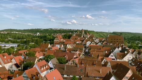 view from the tower at besigheim, a town in southern germany, below the so-called winzerfest