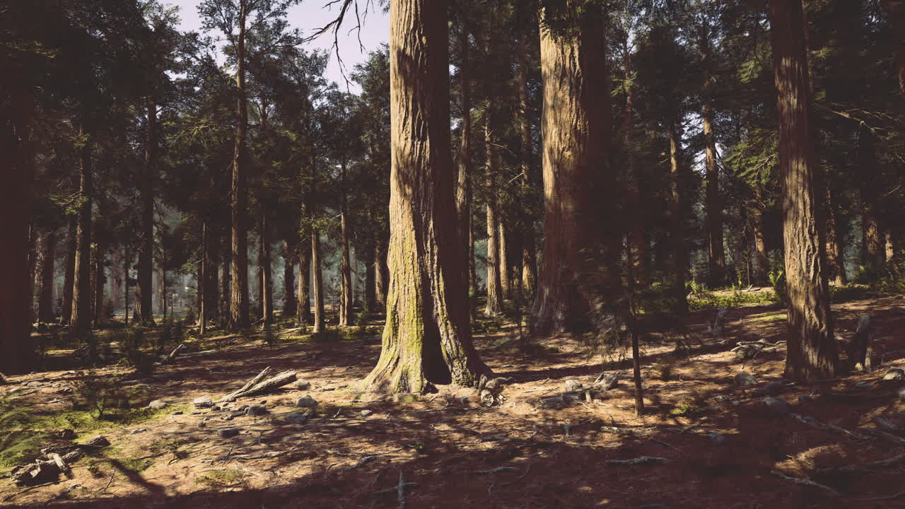 Alberi maestosi che si ergono in un sereno contesto forestale durante il giorno