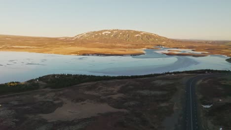 countryside iceland with famous glacier mountain volcano in morning sunlight