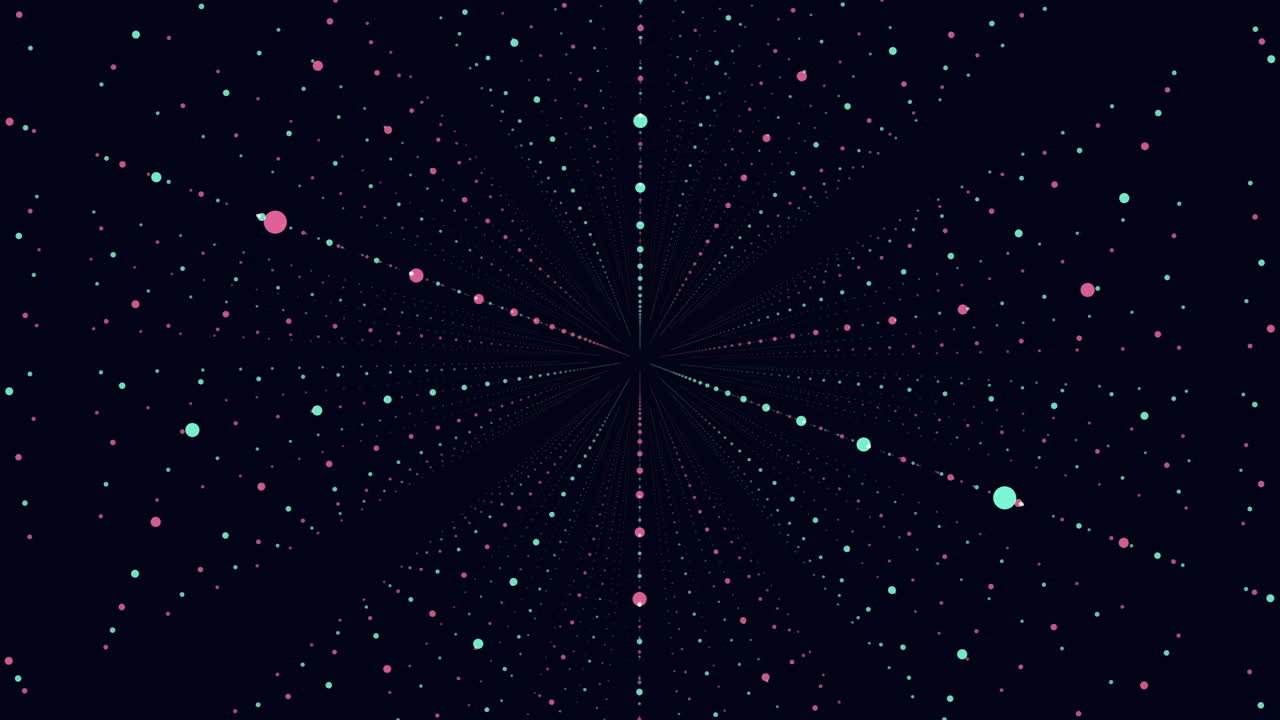 volar puntos coloridos y brillos en la galaxia oscura