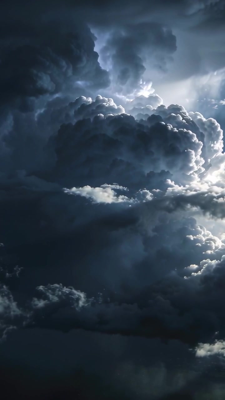 Vertical video: Lightning sparking cumulonimbus cloud flashing and sending bolts in vertical