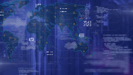 Animation-Des-Globus-Und-Datenverarbeitung-über-Computerserver