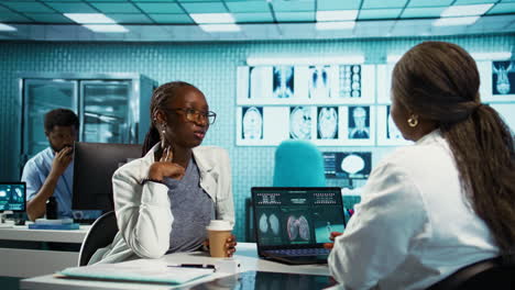 african american girl with bronchitis and a sore throat discuss with medic