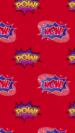 animation of zap and pow text repeated on red background