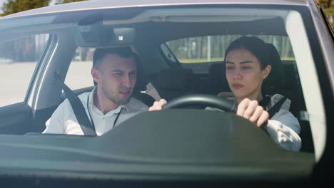 Woman-in-driving-school