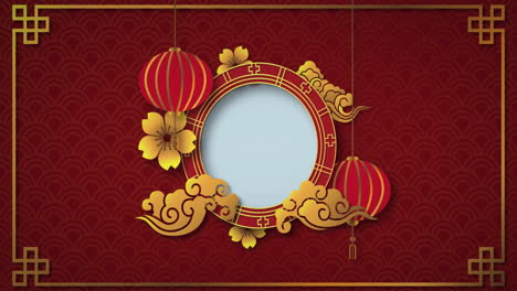 animation of chinese decorations on white background