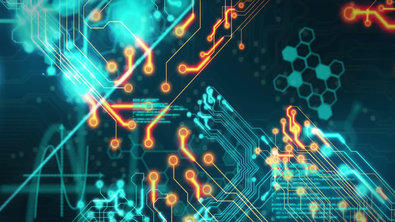 animación del procesamiento de datos sobre un fondo negro