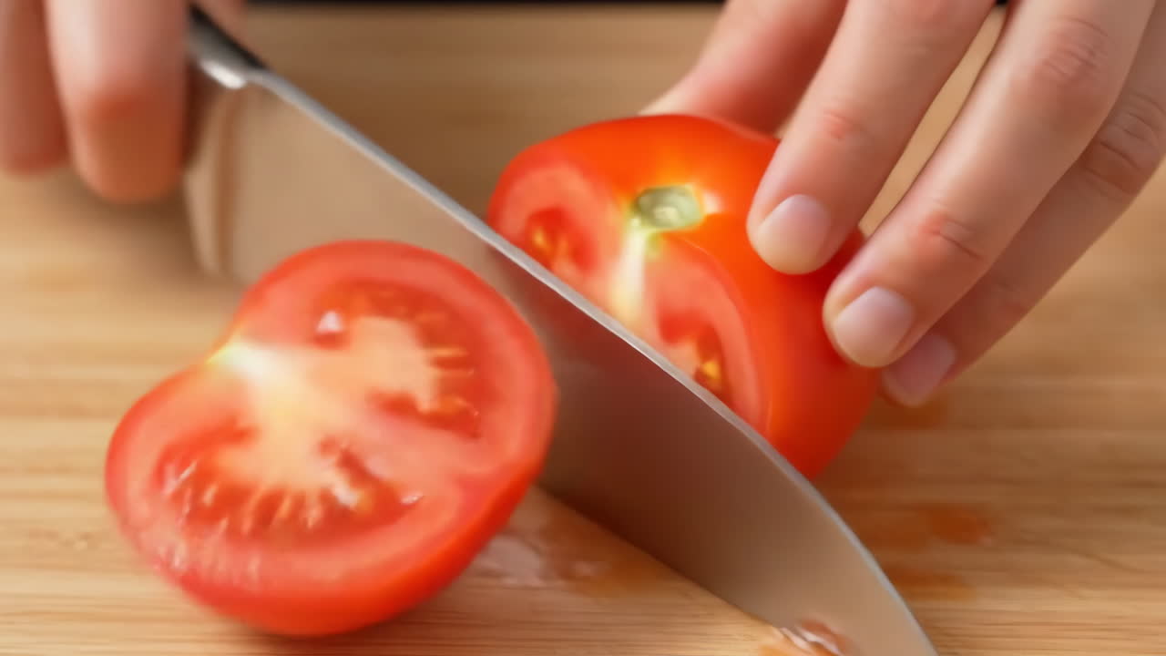 토마토를 잘라내는 것