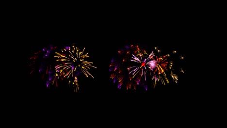loop footage fireworks with sparkling lights and stars, ignites an explosion on a black background