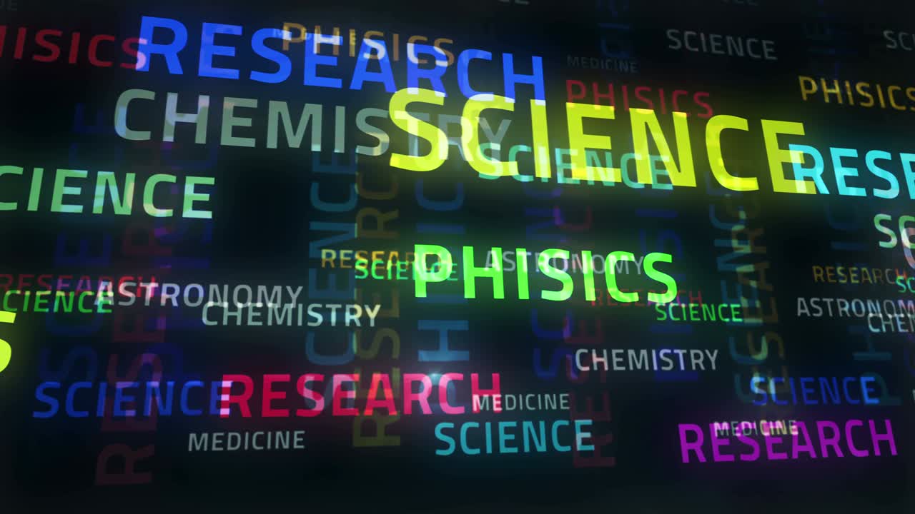 Science research and phisics text loop abstract concept