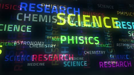 science research and phisics text loop abstract concept