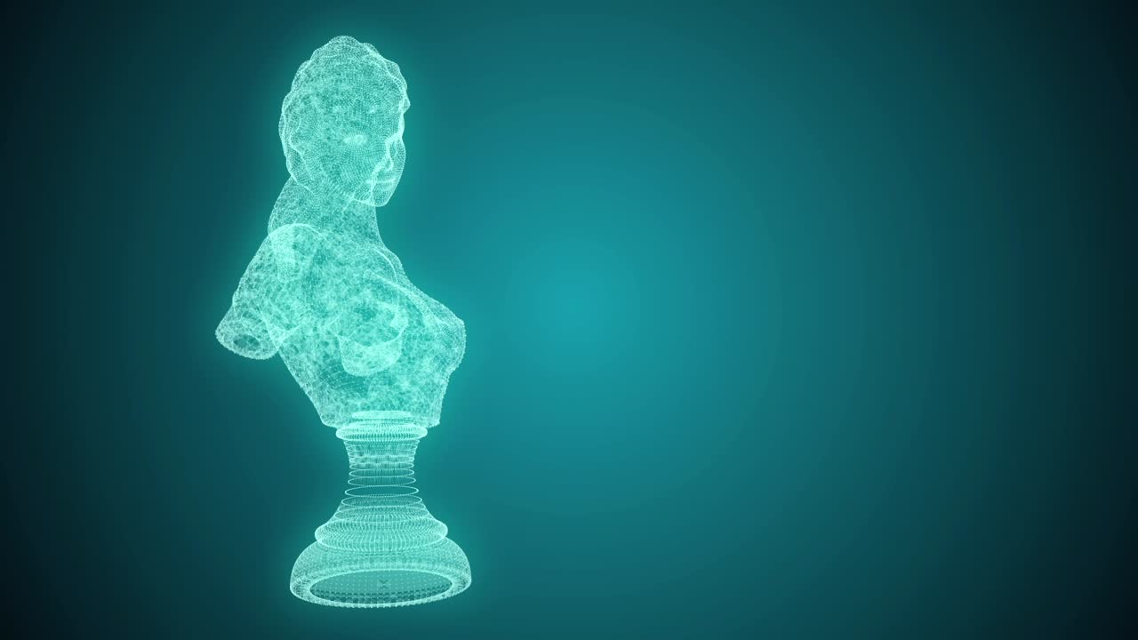 Digital Wireframe Bust Sculpture