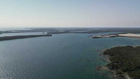aerial ascent of les cheneaux islands and quarry, michigan