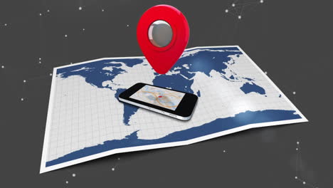 icono del mapa sobre el teléfono celular