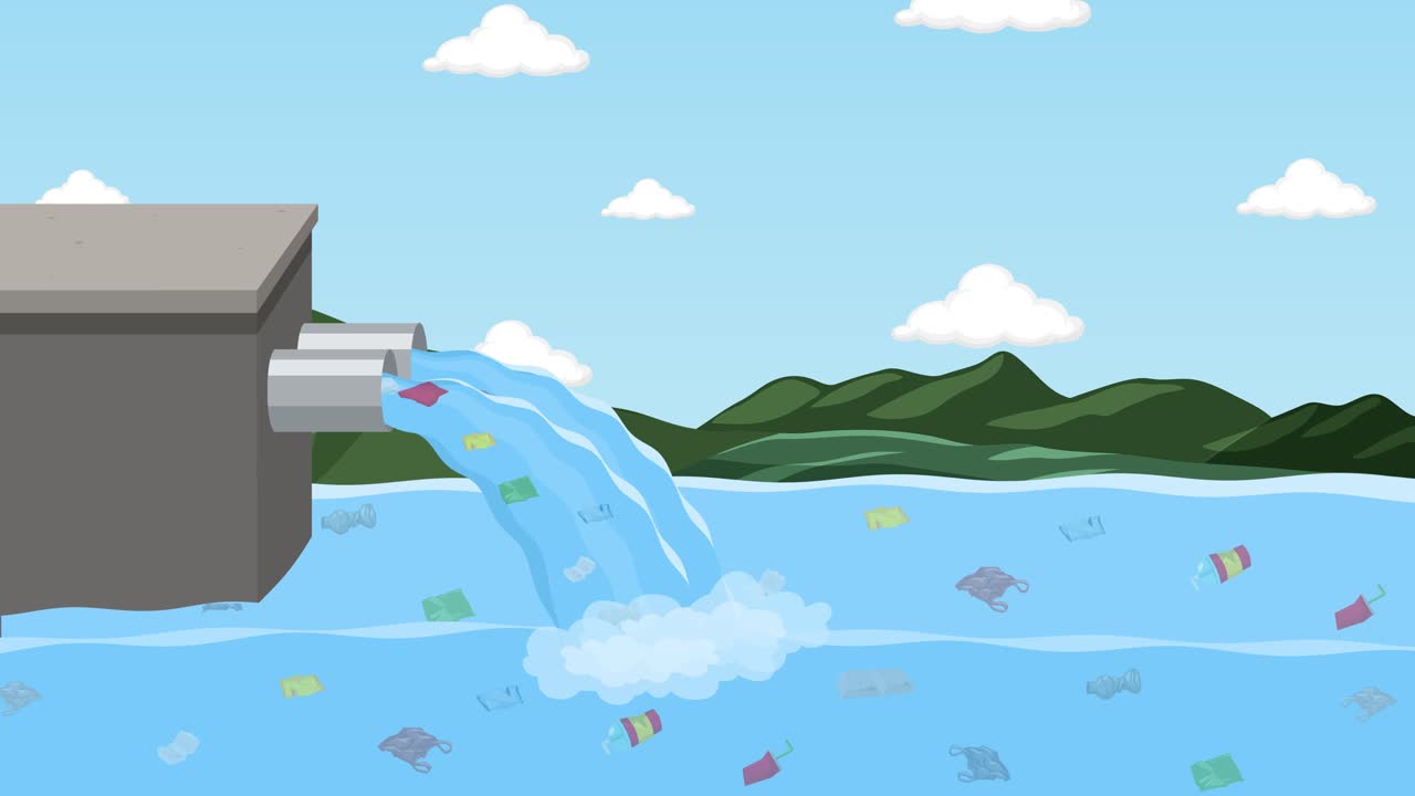 汚染が海洋や海洋動物に及ぼす影響を描いたアニメーション
