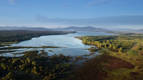 Tranquil-Scenery-Of-Czarna-Orawa-River-In-Poland---Aerial-Drone-Shot