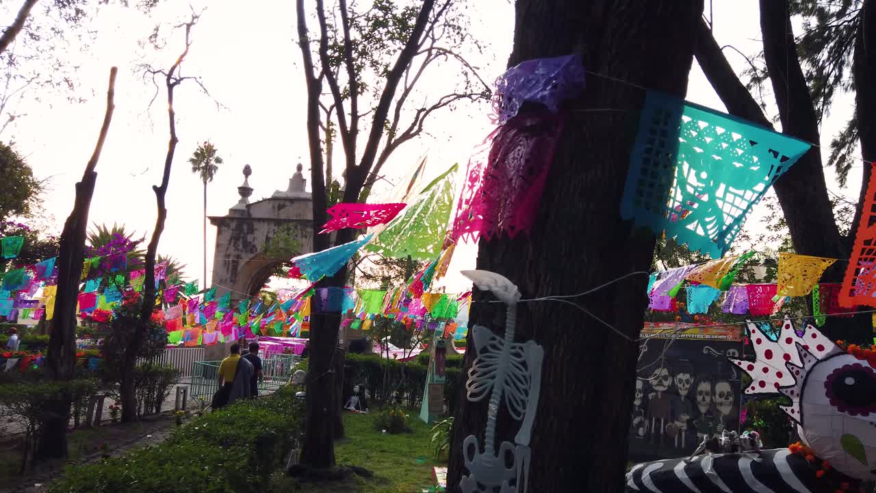 Static close-up shot of the altar placed in the atrium of the former Jesuit college, now the National Museum of the Viceroyalty, in the magical town of Tepotzotlán, State of Mexico, Mexico