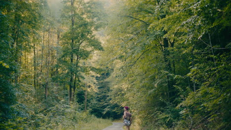 tourist exploring woods during vacation