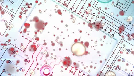 Animation-of-data-processing-on-glowing-computer-circuit-board