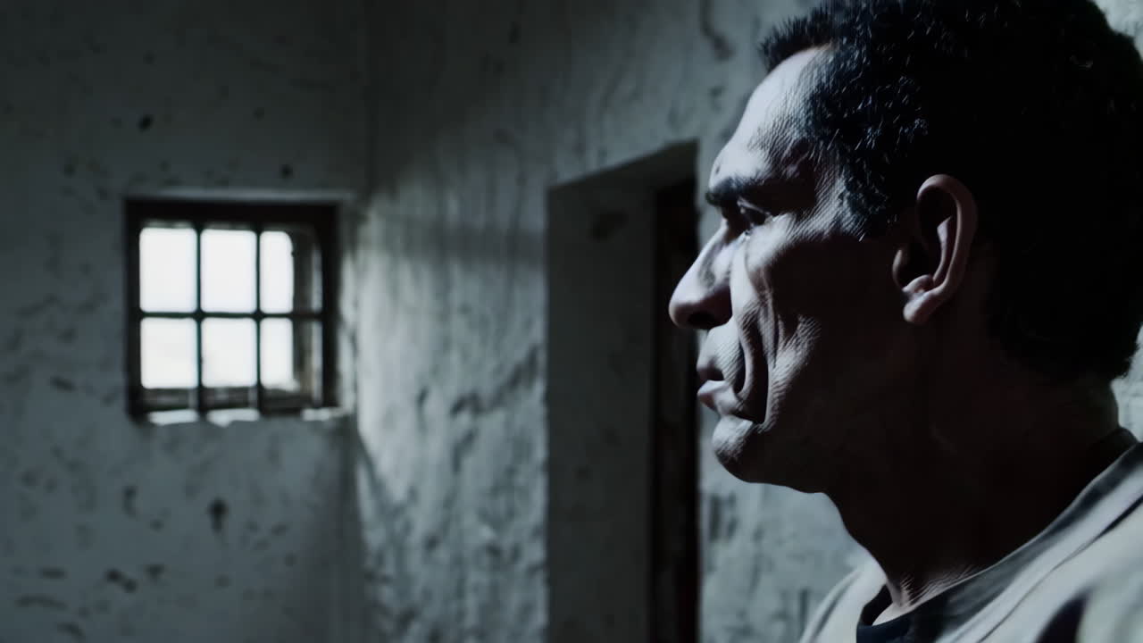 Man in Prison Cell