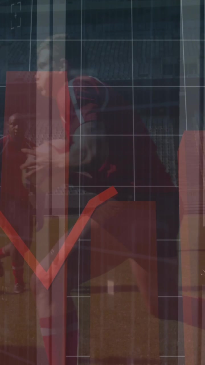 Animazione dell'elaborazione dei dati finanziari su uomini d'affari che lavorano in ufficio