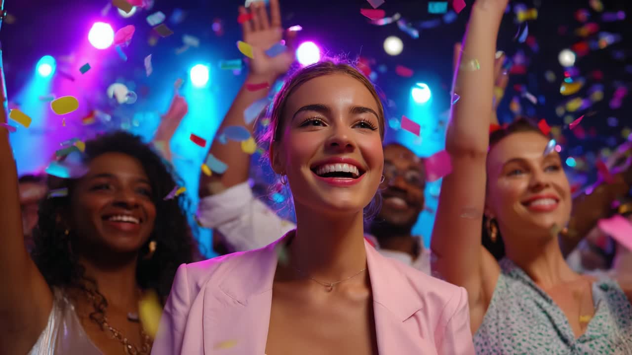 Persone che festeggiano con coriandoli a una festa