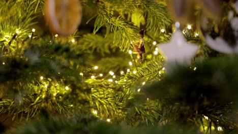 las luces brillantes en el árbol de navidad - de cerca