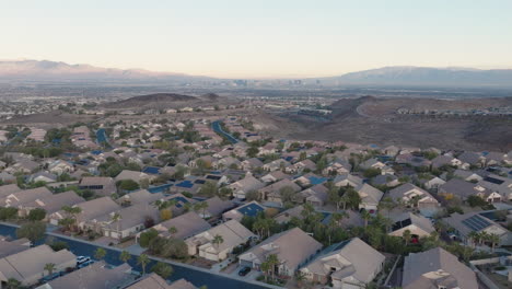 suburban homes in nevada, las vegas strip in the background, aerial