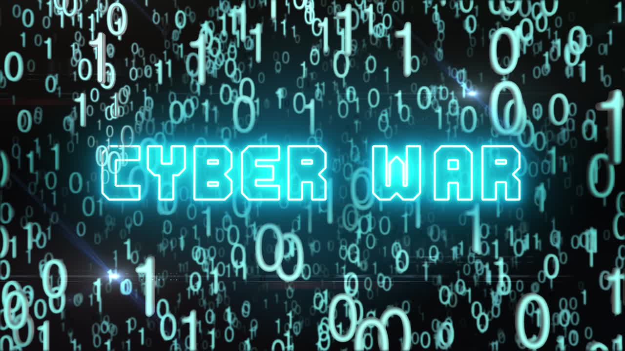 디지털 코드와 함께 파란색 사이버 전쟁 개념