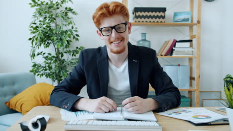 businessman giving a presentation or video conference call