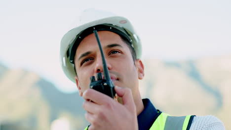 stress, walkie talkie and construction man