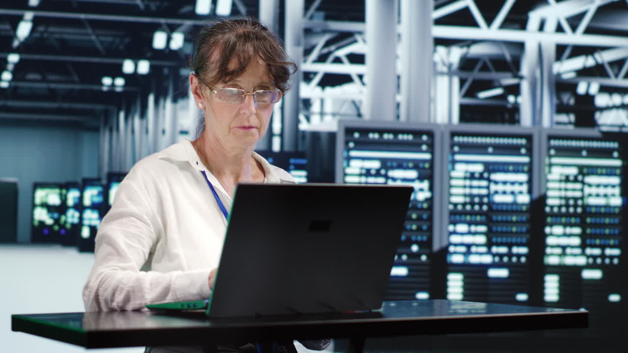 высокотехнологичное рабочее пространство с серверами ai